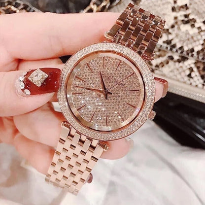 Michael Kors MK3439 women's watch with rose gold strap and pavé crystal rose gold dial