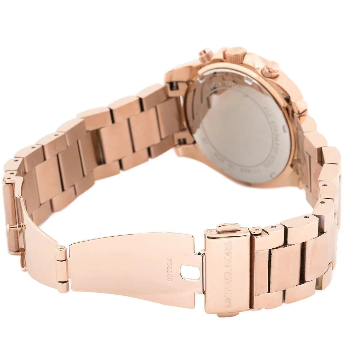 Back view of Michael Kors MK5263 displaying rose gold strap and polished finish