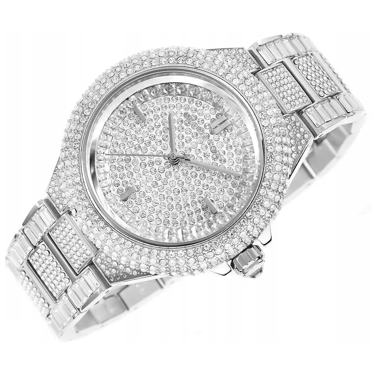 Michael Kors MK5869 women's watch with stainless steel silver strap and pavé crystal silver dial