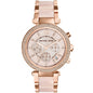Front view of Michael Kors MK5896 women's rose gold watch with seamless dial