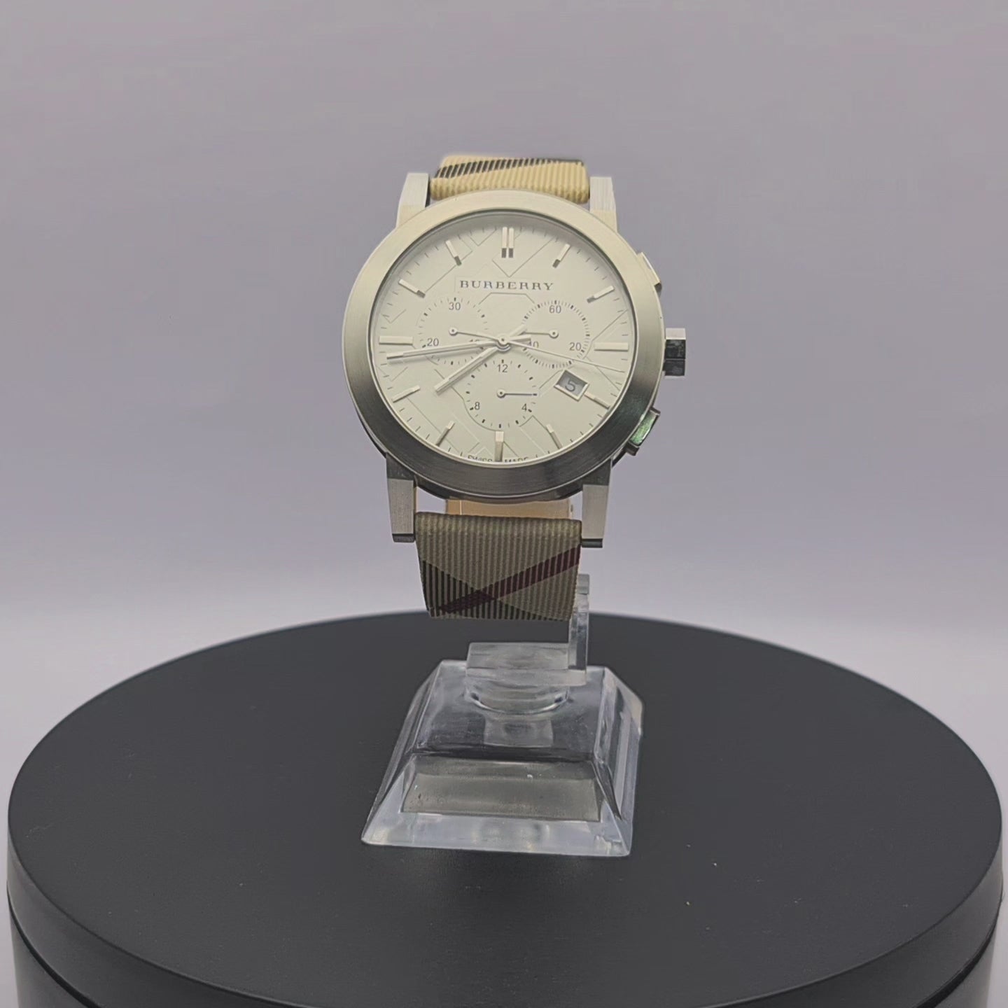 360-degree rotating view of Burberry BU9357 The City Chronograph men's watch.