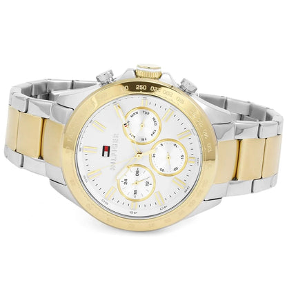 Tommy Hilfiger 1791226 men's watch with white dial and silver and gold stainless steel strap