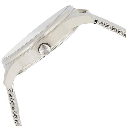 Side view of Tommy Hilfiger 1791415 showing slim silver case and mesh band