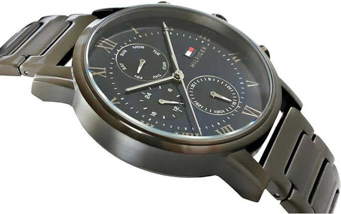 Side view of Tommy Hilfiger 1791456 watch showing stainless steel case and crown