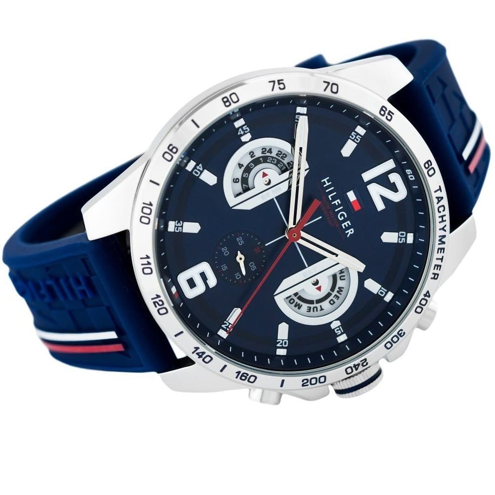 Tommy Hilfiger 1791476 men's watch with blue dial and blue silicone strap