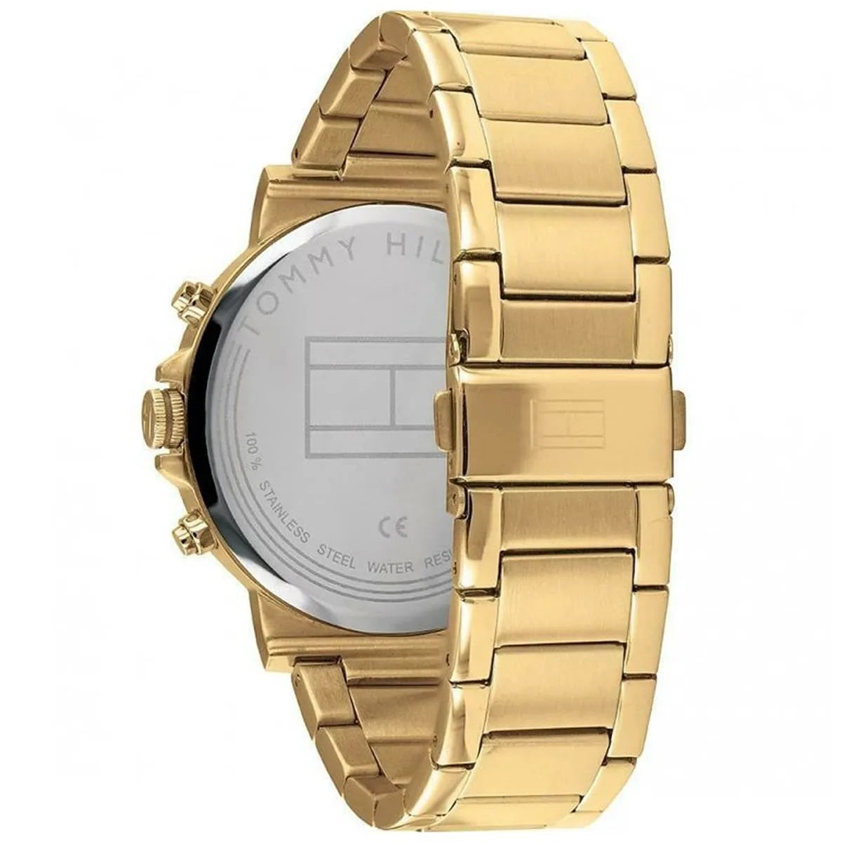 Angled view of Tommy Hilfiger 1791538 men's watch showing case and bracelet