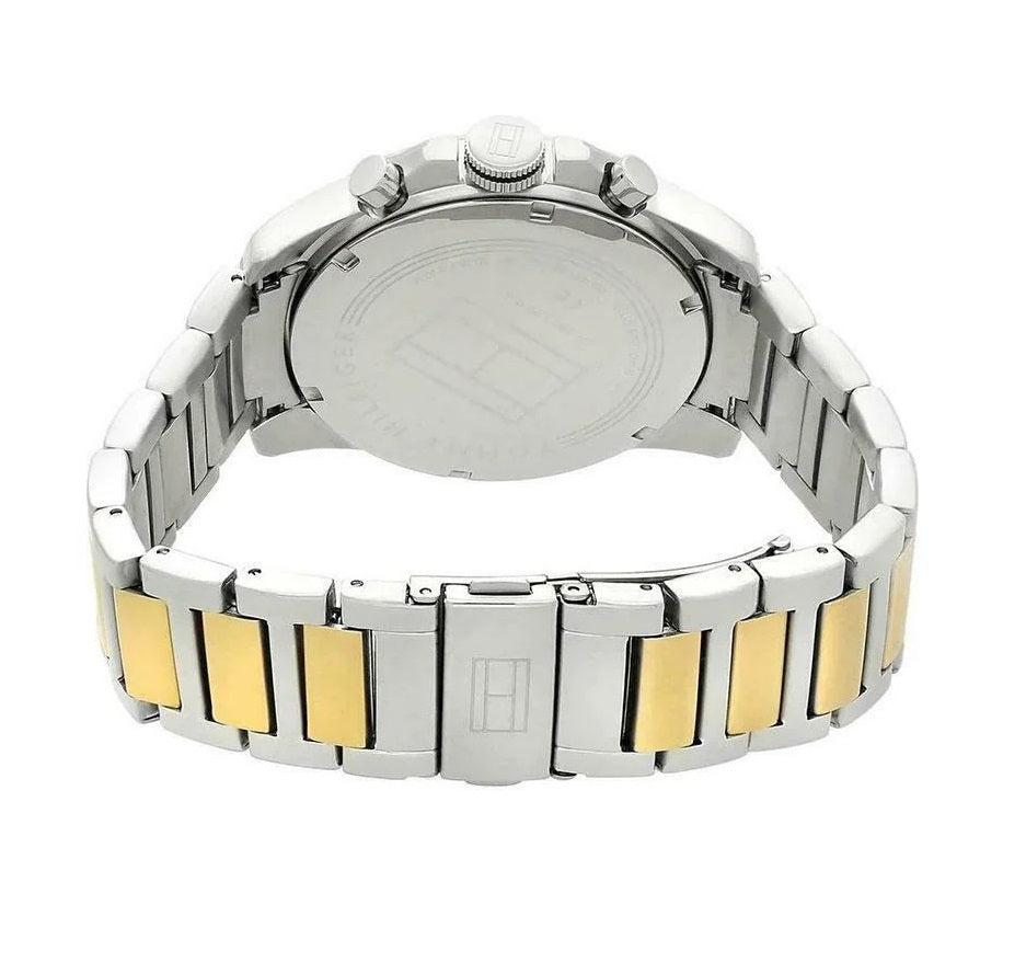 Tommy Hilfiger 1791559 clasp view with silver and gold stainless steel bracelet