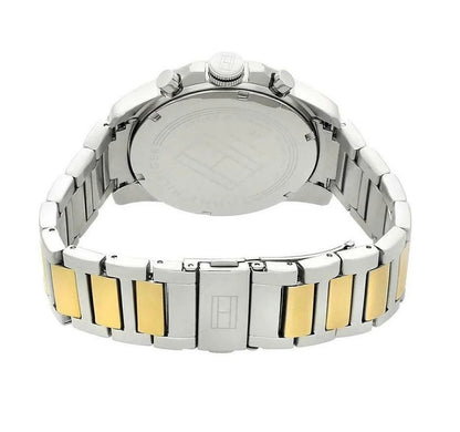 Tommy Hilfiger 1791559 clasp view with silver and gold stainless steel bracelet