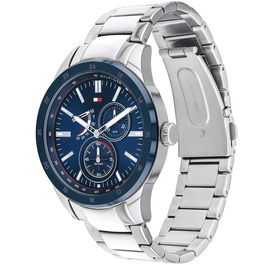 Side view of Tommy Hilfiger 1791640 men's watch showing stainless steel case and crown